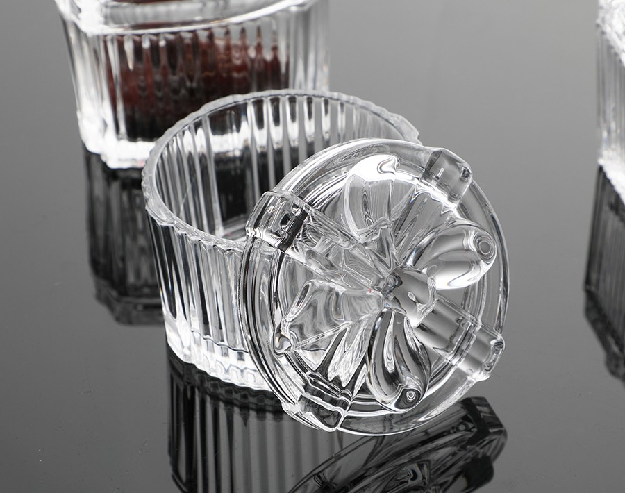 Bulk Order Clear Glass candy jar 3.2 inch Glass Bowl with lid for Wholesale