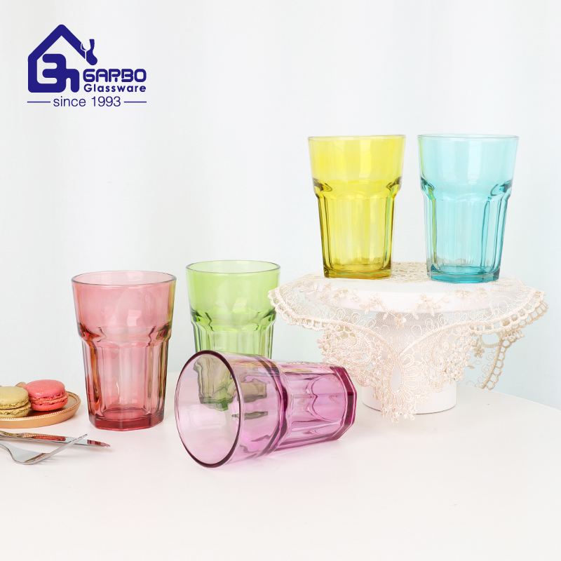 Classic glass rock cup with spray color hot sell in South America