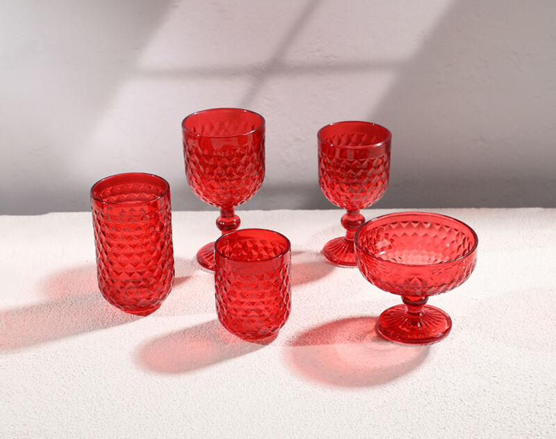 new spray red color glass cup engraved cup glassware series