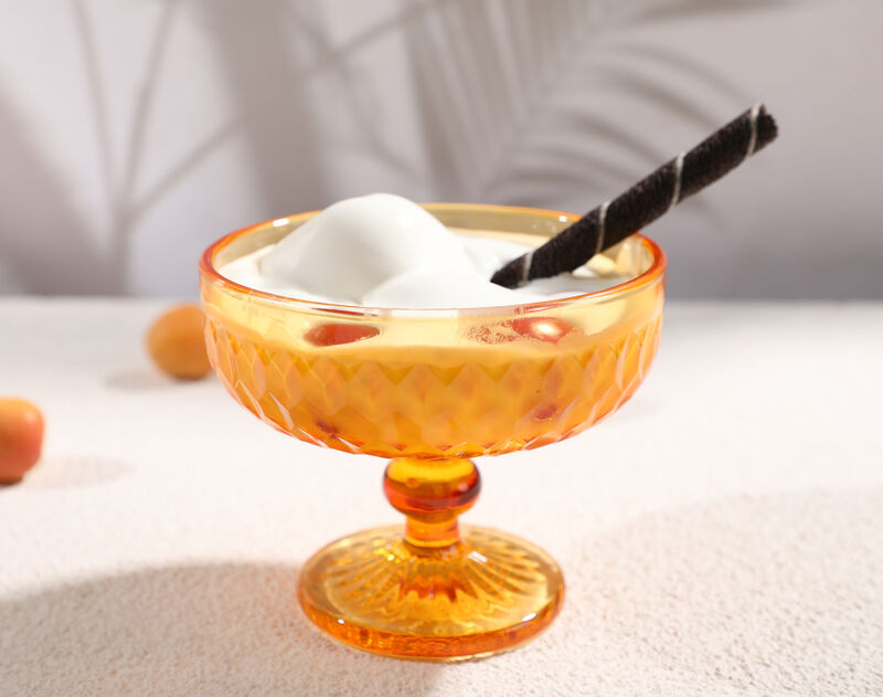 Wholesale Amber Ice Cream Glass Cup 300ml Engraved Glass Bowl