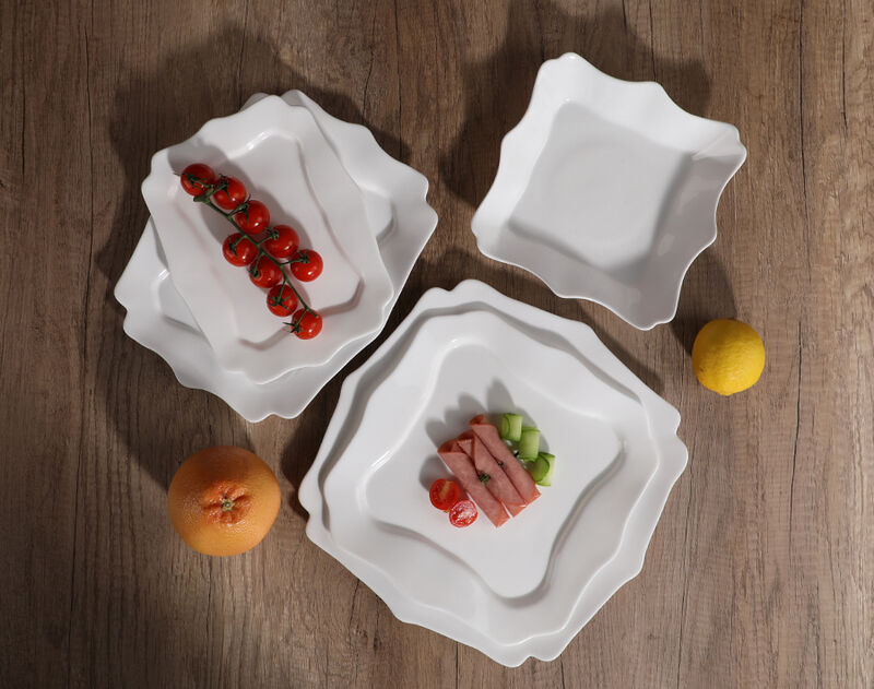 Opal glass dinnerware set tempered Irregular shape dinner soup plate