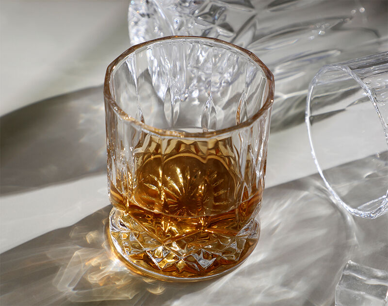 11OZ High-white Embossed Engraved Drinking Glass Cup Whisky Glass for Bar Use