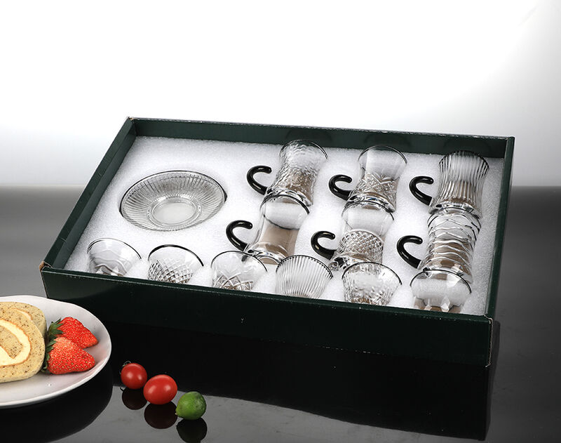 Factory Stocked 18PCS Arabic Tea Cawa Cup Saucer Set with Black Rim