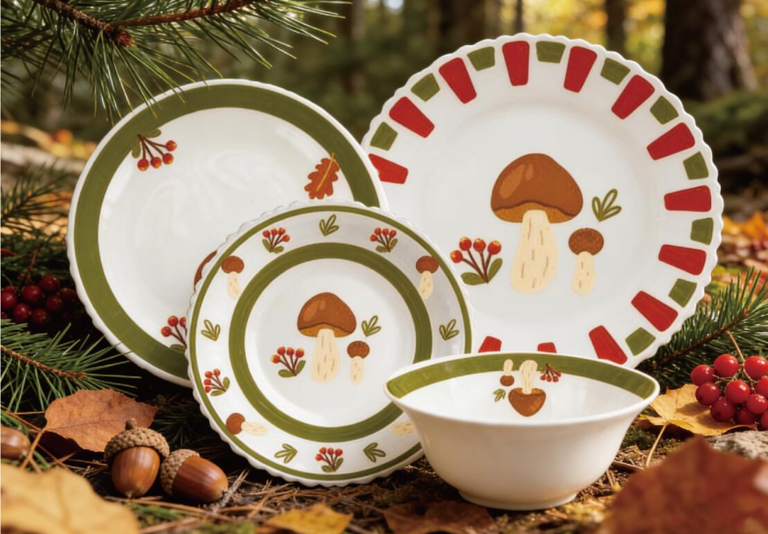 Floral patterns usher in a new chapter Garbo help your brand white opal glassware suit features three different print styles, leading the seasonal business opportunities.