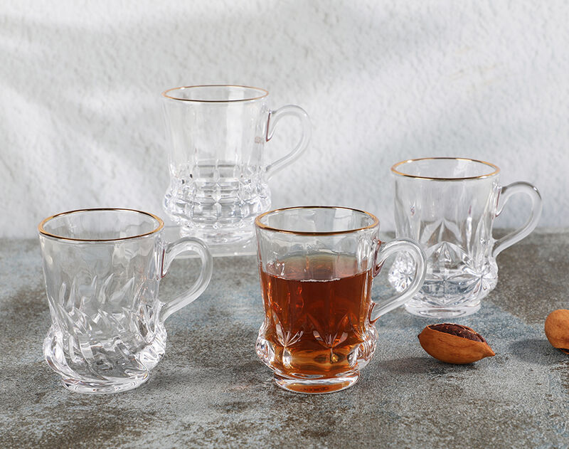 Garbo Promotion elegant glass tea mug engraved glass tea mug