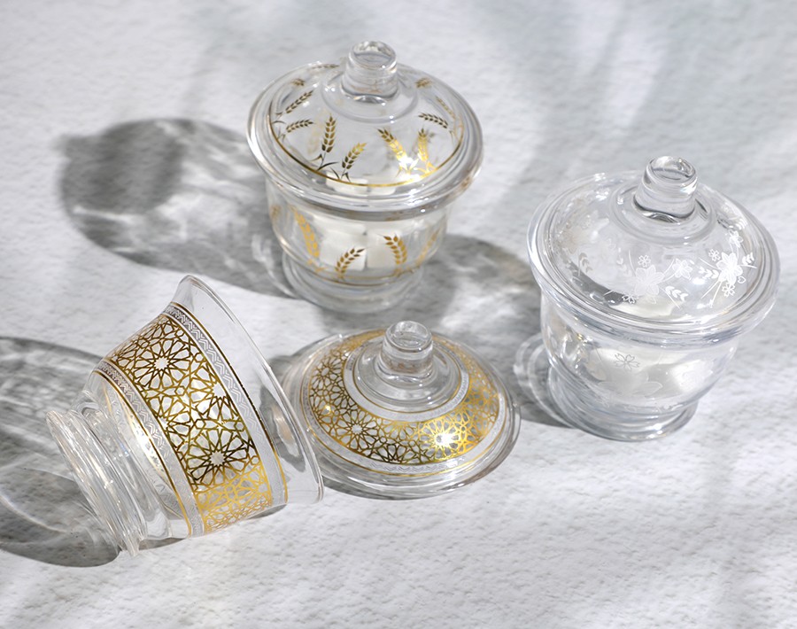 OEM Decor Glass Candy Jar 205ml Glass Cookies Bowl With Lid For Wholesale