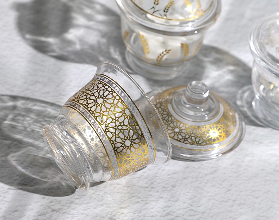 OEM Decor Glass Candy Jar 205ml Glass Cookies Bowl With Lid For Wholesale