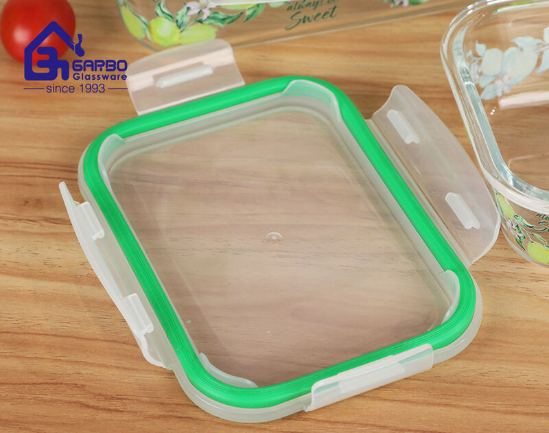 Decal Design Glass Food Container, Customized Available
