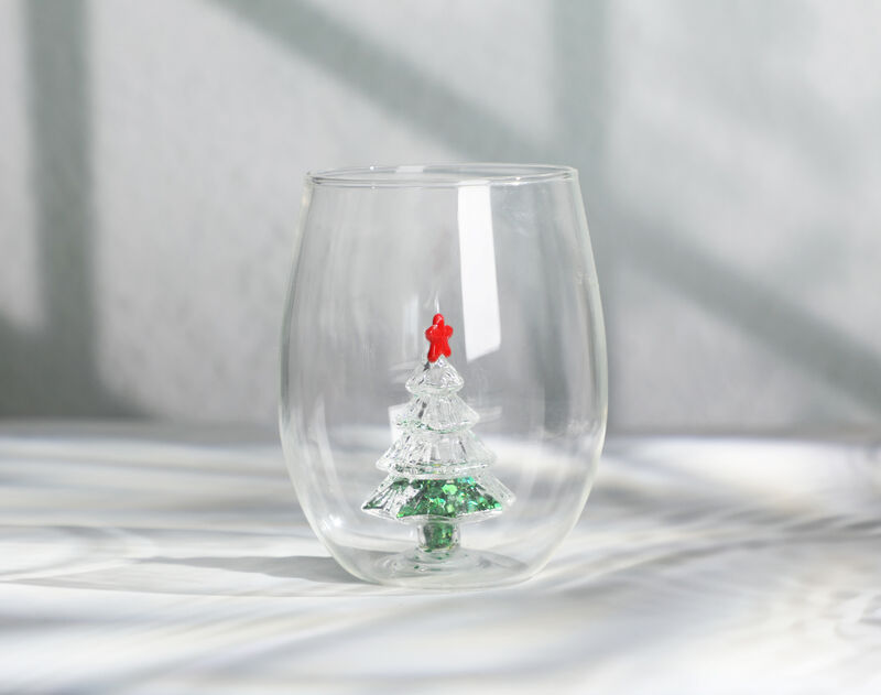 New Borosilicate Glass Stemless Cups with Christmas Designs