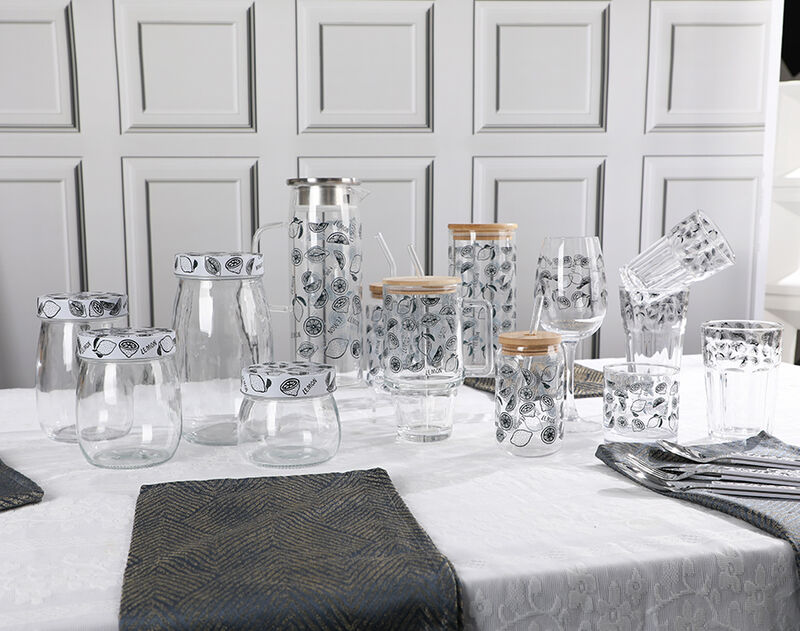 Trends high-end glassware set with lemon pattern gift promotion Trends high-end glassware set with lemon pattern gift promotion