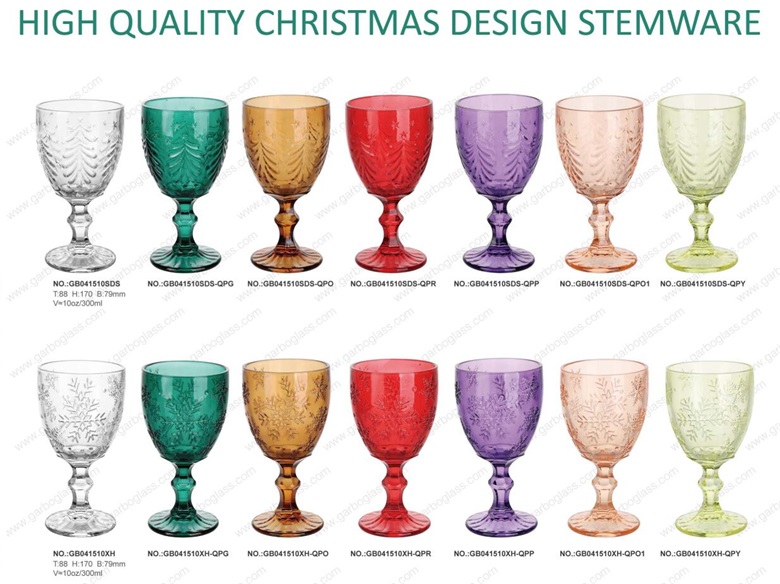 Christmas Promotional Goblet 300ml Customizable Holiday Wine Glass with Christmas Tree Snowflake Design