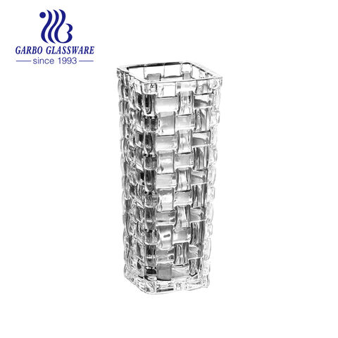 Wholesale elegant square colored glass vase 15cm height