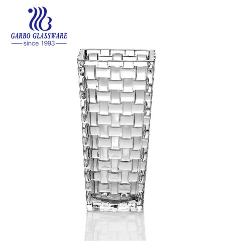 Wholesale elegant square colored glass vase 15cm height