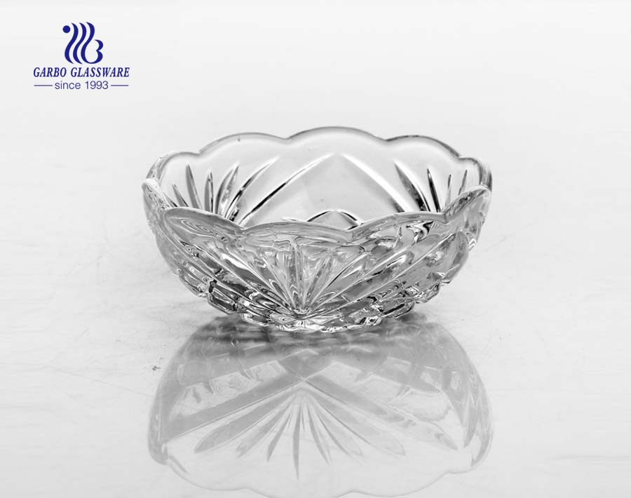 6.5 inch China manufacturer cheap price glass bowl embossed diamond type lattice design glass salad bowl