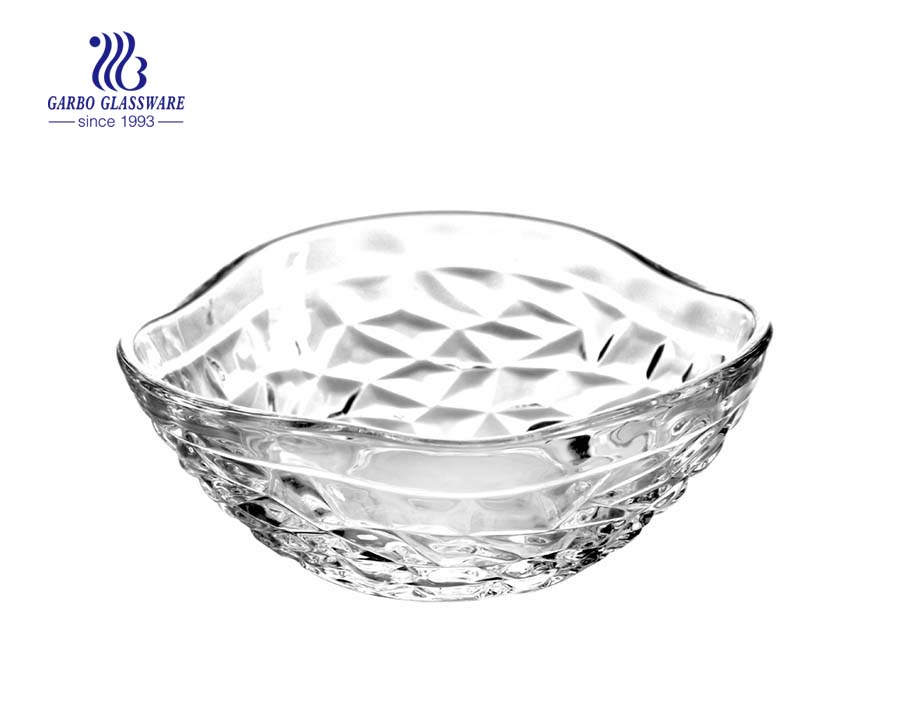 Round shape engraved 6.7 inch wholesale glass bowl in wholesale cheap price