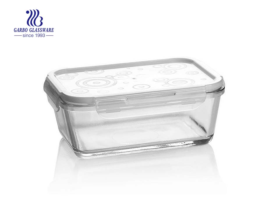 Boîte à lunch rectangulaire en pyrex à haute teneur en borosilicate de 400 ml