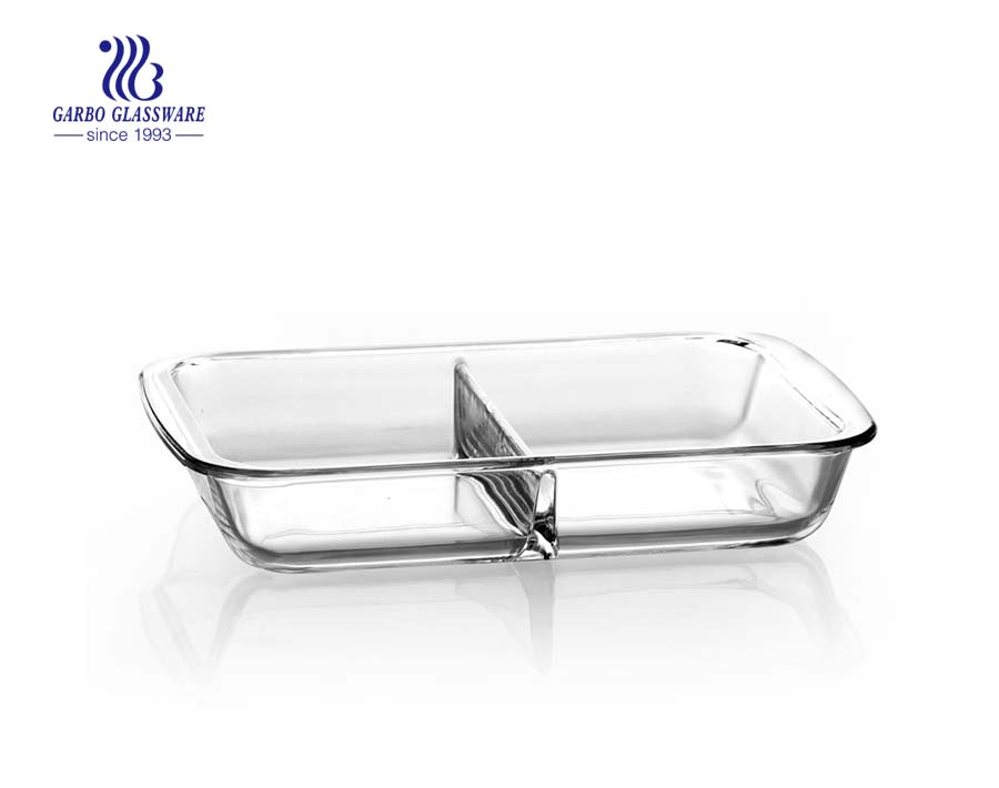 Plat en verre de cuisson à haute teneur en borosilicate 1.8 L pour micro-ondes