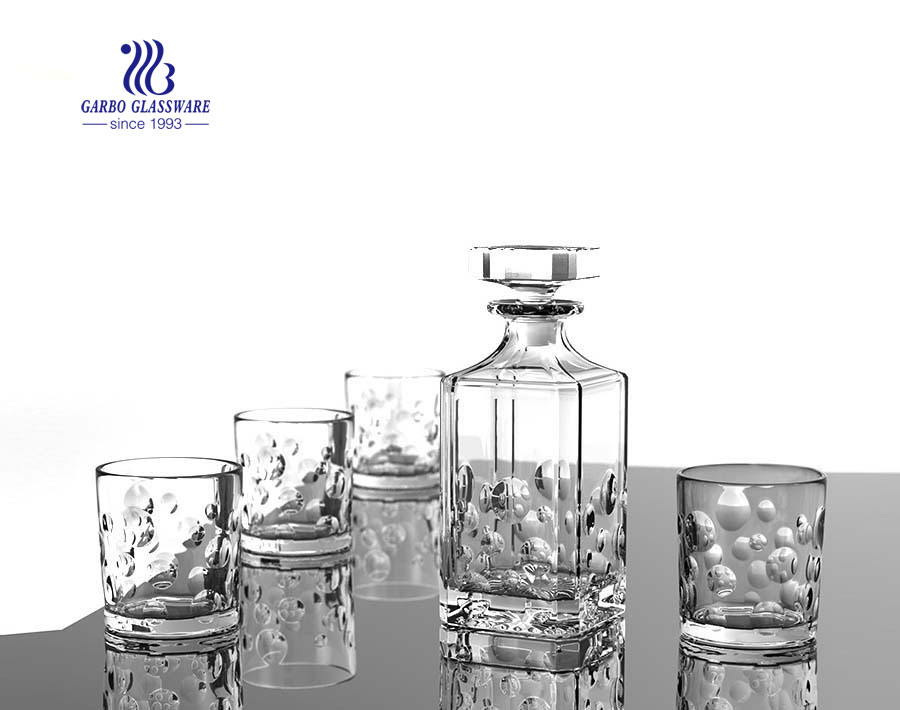 7 Stück Großhandel Wein Whisky Glas Set 800ml Glas Dekanter mit Glas Tasse Whisky Set