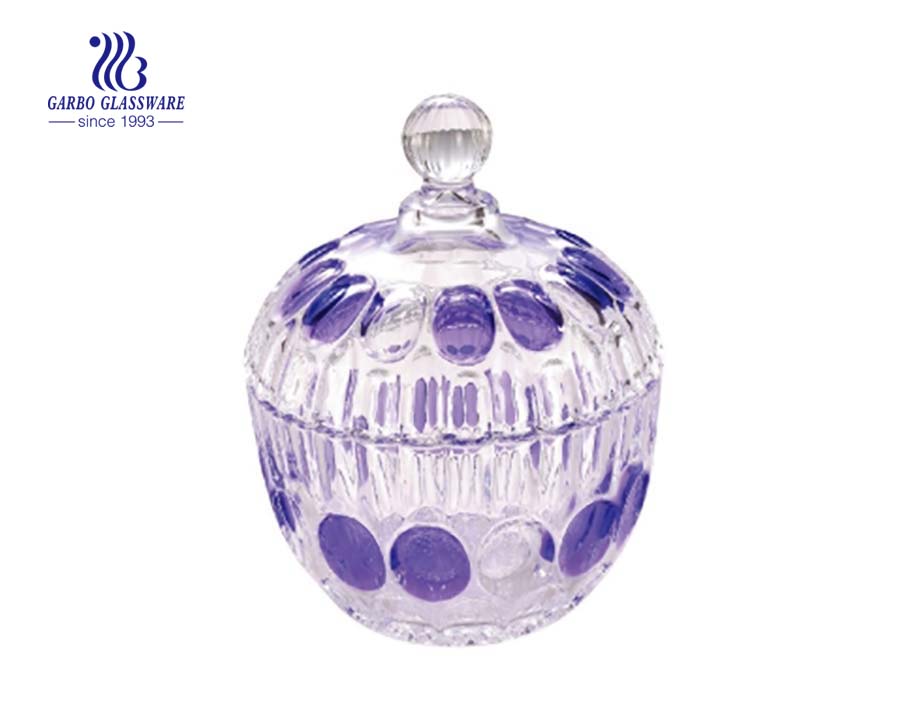 Garbo unique pumpkin shape high quality  glass candy jar with lid