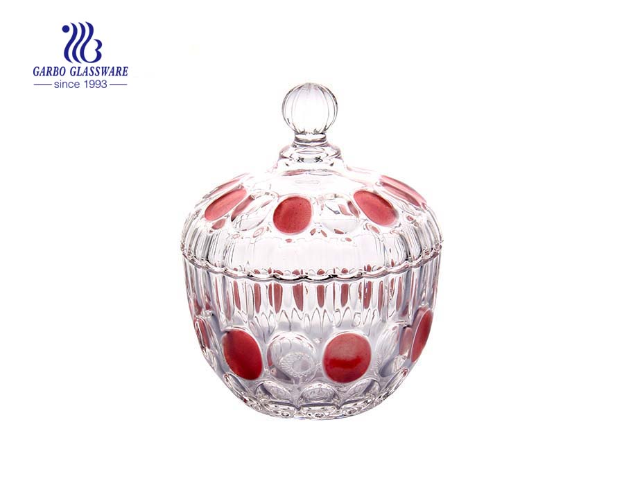 Garbo unique pumpkin shape high quality  glass candy jar with lid