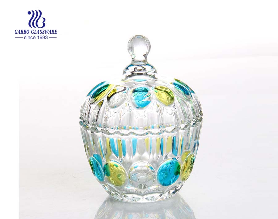 Garbo unique pumpkin shape high quality  glass candy jar with lid