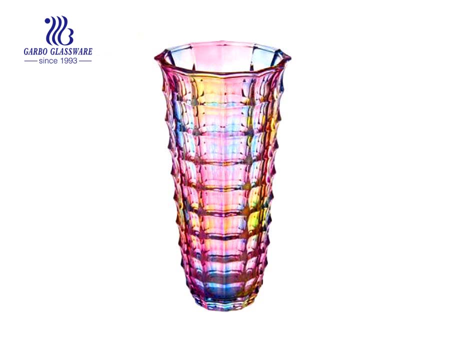 Hot sale fancy spray color glass flower vase for decoration