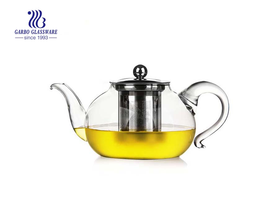 Heat resistant pyrex glass teapot with infuser suppliers