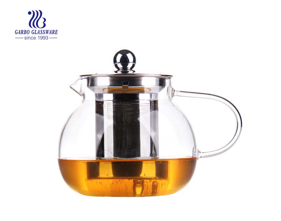 Heat resistant pyrex glass teapot with infuser suppliers