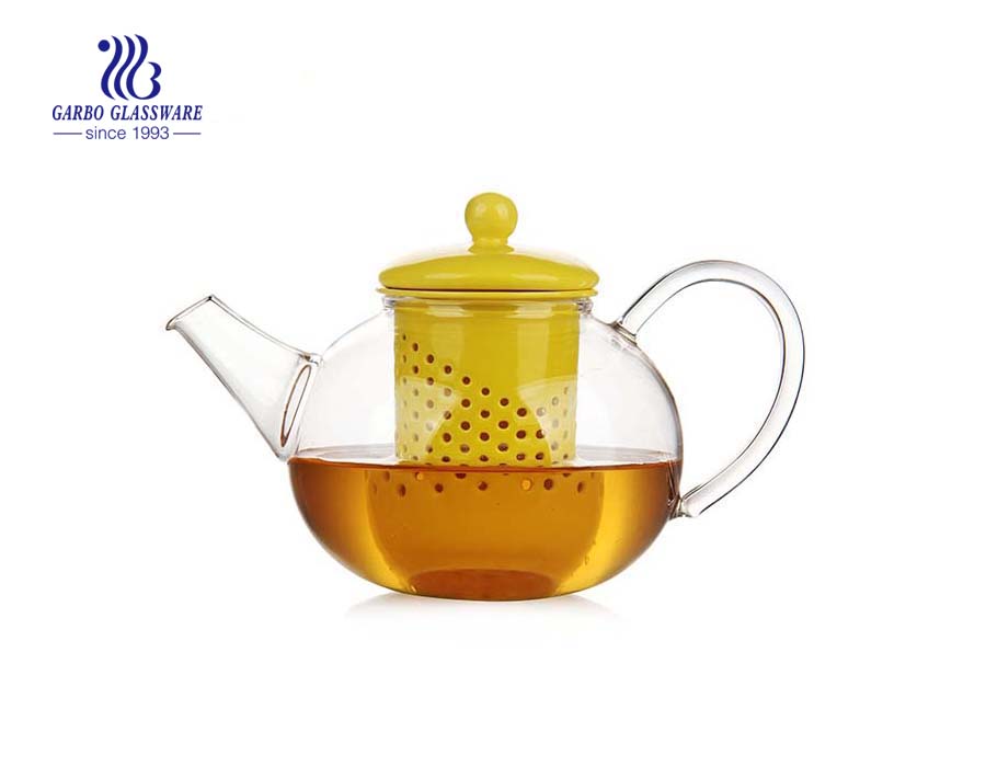 Heat resistant pyrex glass teapot with infuser suppliers