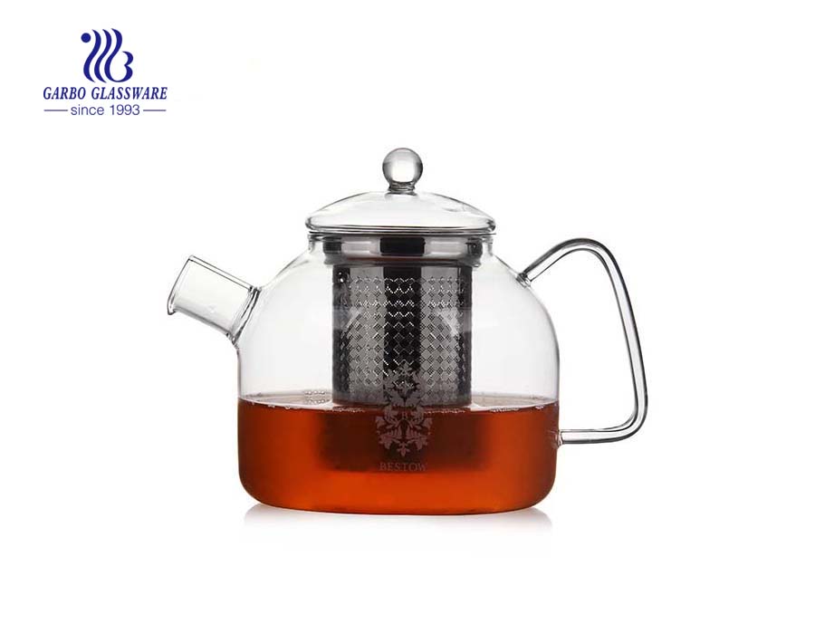 Heat resistant pyrex glass teapot with infuser suppliers