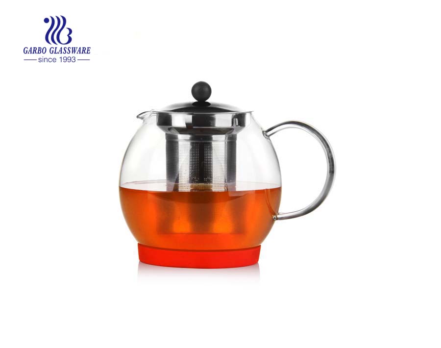 Heat resistant pyrex glass teapot with infuser suppliers