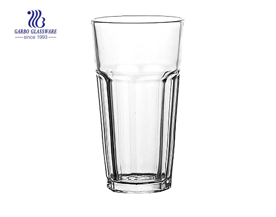 Vaso de agua de vidrio de roca de 14 oz vaso de jugo de vidrio vacío