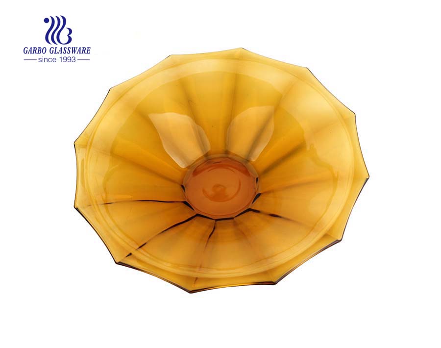 15'' Amber Color Glass fruit Plate for party