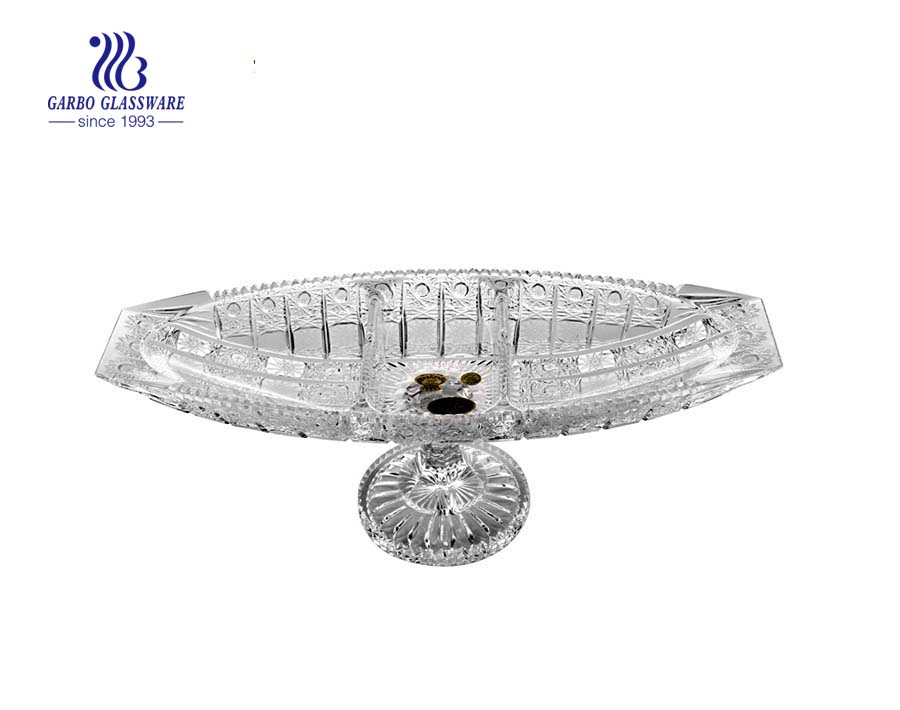 Sunflower Series of Glass Fruit Plate with Stand 