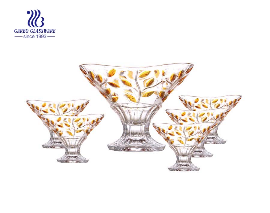 Garbo colored glass round shape 7 PCS salad bowl set