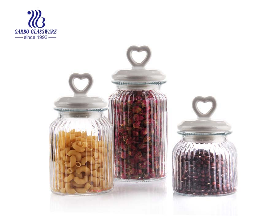 1300ml Clear Glass Food storage jar cookie jar with ceramics Cap