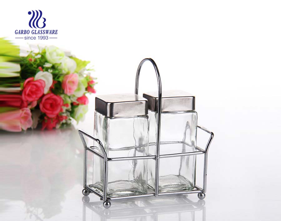 2/3/4/5/7pcs Transparent Salt and Pepper Cruet Set Glass Spice Bottle with Stainless Steel Caps