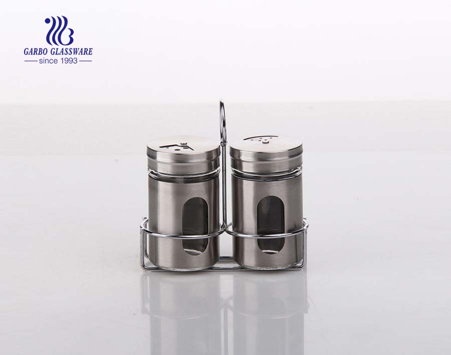 2/3/4/5/7pcs Transparent Salt and Pepper Cruet Set Glass Spice Bottle with Stainless Steel Caps