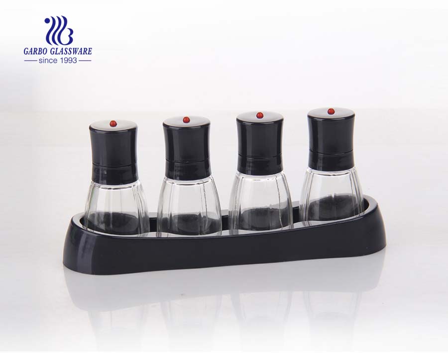 2/3/4/5 / 7pcs Cruet Transparent Salt and Pepper Set Bouteille à épices en verre avec capuchons en acier inoxydable