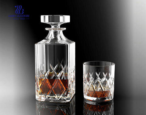 China Factory Glass Square Decanter Sets with Same Cup  GB12024LXD