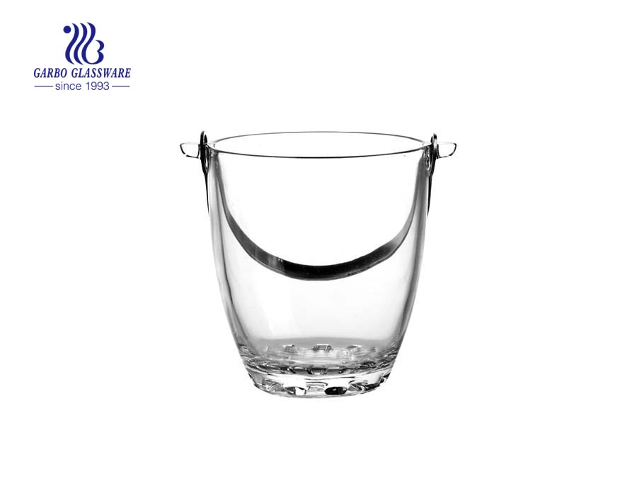 China factory 1000ml glass ice bucket with diamond design