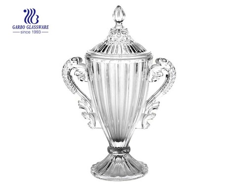 champion trophy cup shape glass candy jar