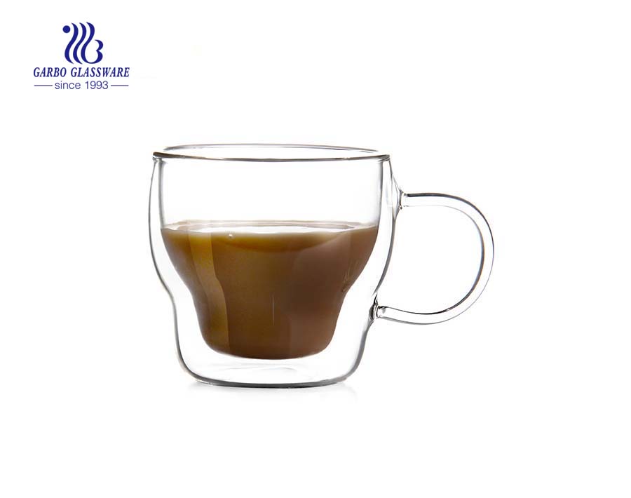 Customized 11oz Borosilicate double wall cup for tea drinking