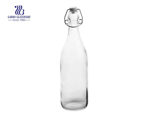 Botella de vidrio transparente de 1 litro hecha en China