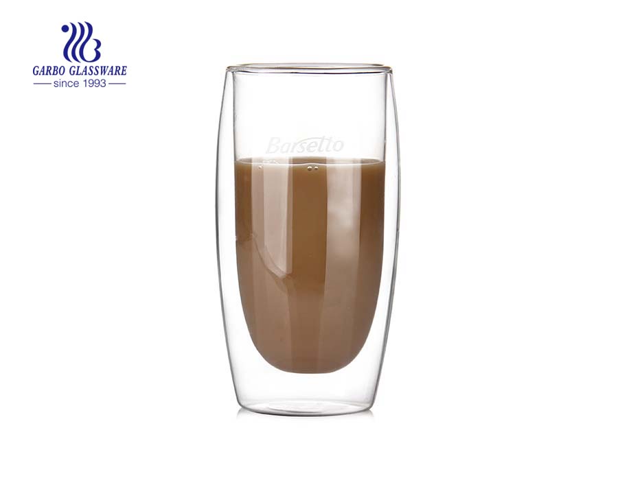 9OZ Recién llegado vaso de café de vidrio pyrex taza de doble pared