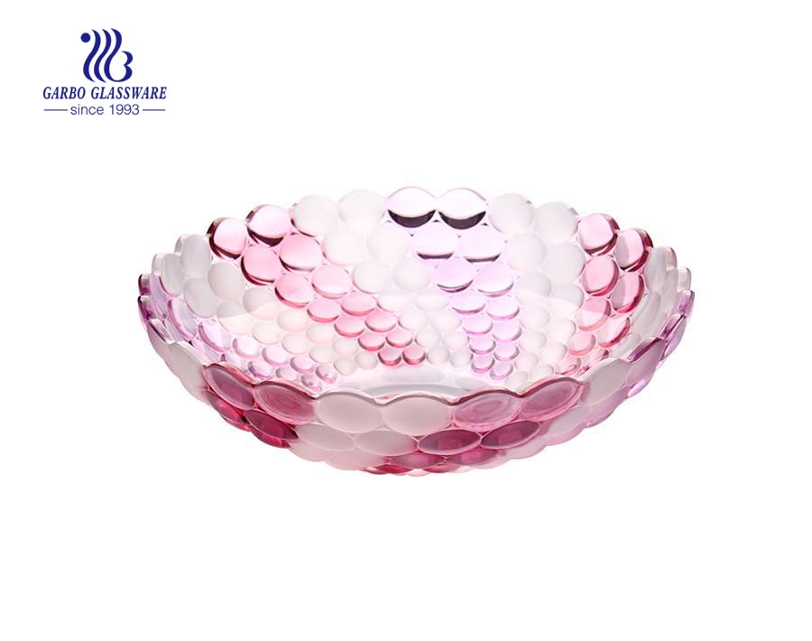 11.8'' Color Glass fruit bowl with dot design