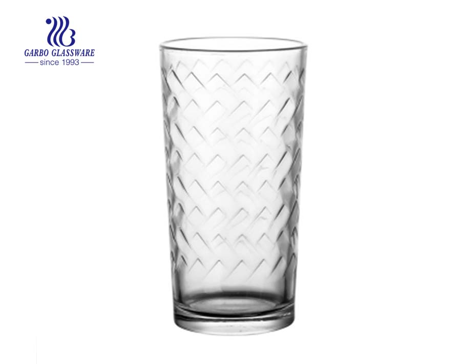 Vasos de vidrio de agua de diseño de punto de 9 oz