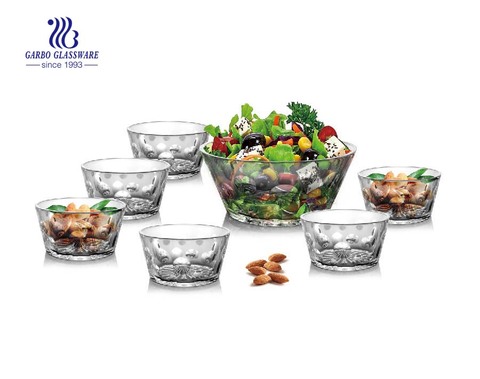 Новый дизайн горячей продажи стеклянная чаша набор 7 шт. Для салата фруктовый орех контейнер