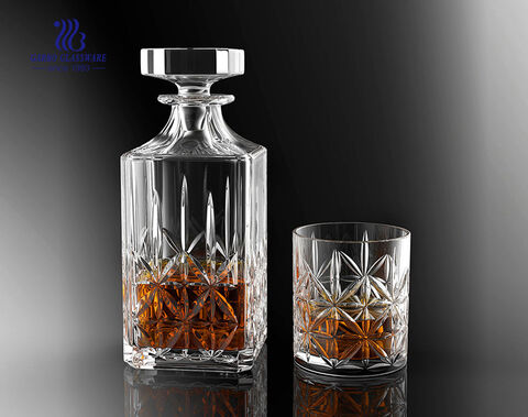 Großhandel quadratische klare Whisky Glas Dekanter