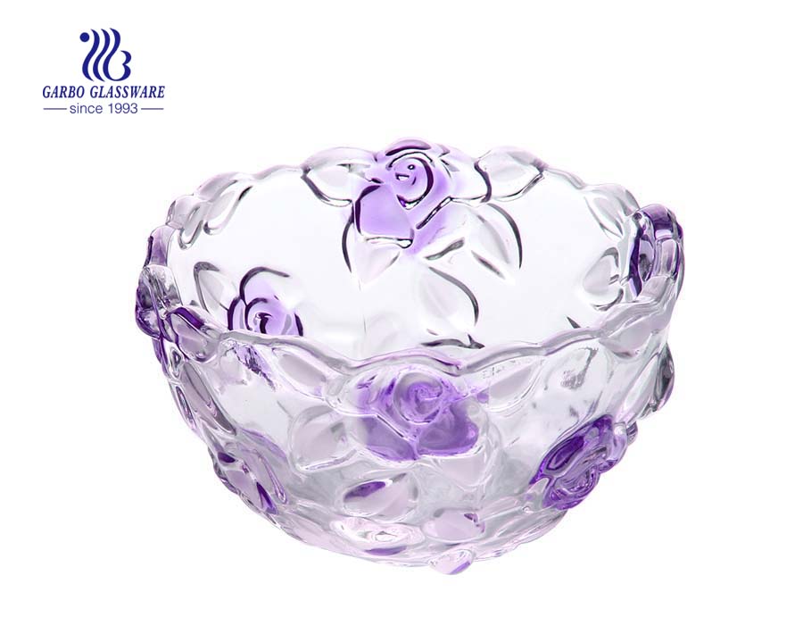 5'' Glass fruit bowl with rose design